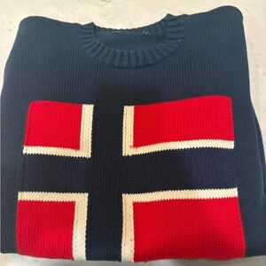 Brandy Melville Navy and Red Flag Graphic Sweater